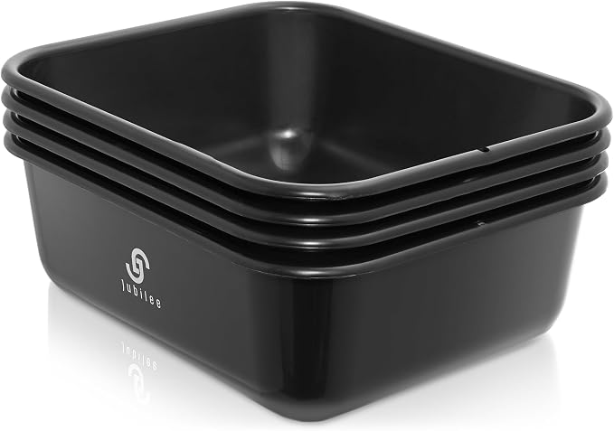 Jubilee 4-Pk Plastic Storage Bin, 11L Black Bus Utility Tub – Heavy Duty - Image 2