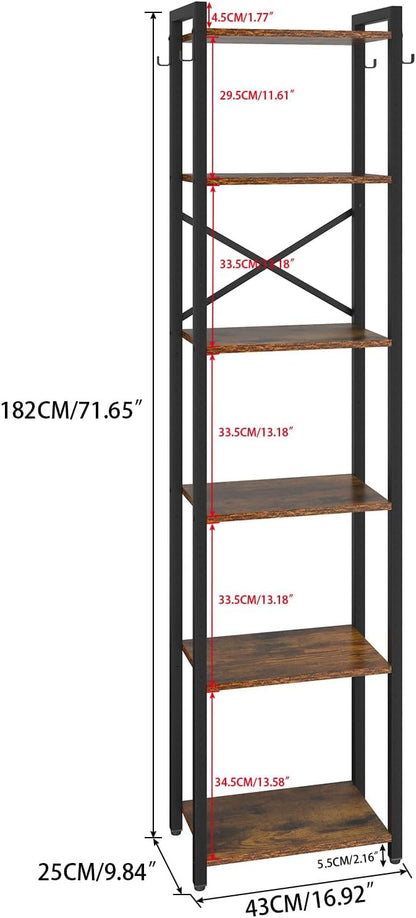 YMYNY Bookshelf, 6-Tier Ladder Shelf Organizer, Narrow Shelving Unit, Corner - Image 3