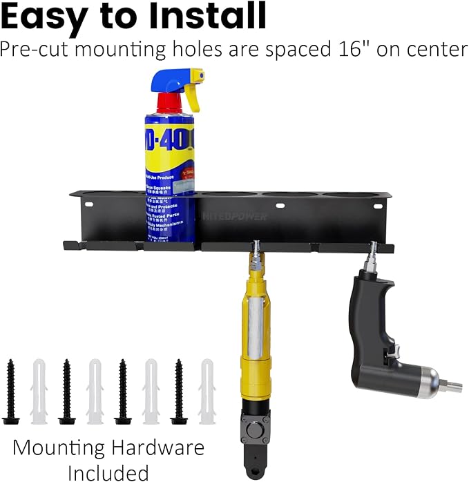 UNITEDPOWER Pneumatic Tool Holder/Aerosol Rack Combo, Wall Mounted Spray Can - Image 4