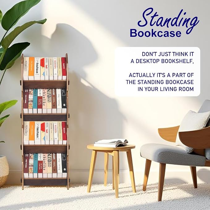 2 Pack Desktop Bookshelf, Stackable Book Organizer - Image 3