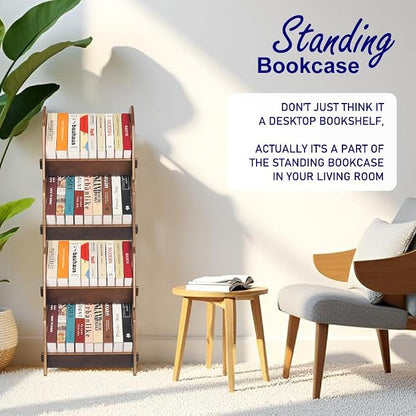 2 Pack Desktop Bookshelf, Stackable Book Organizer - Image 3