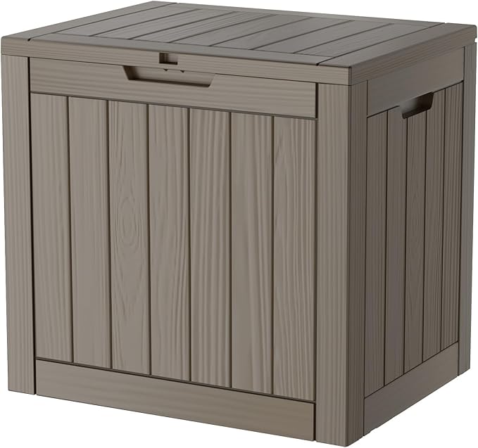 TARKARI 35 Gallon Lockable Resin Deck Box, Waterproof & UV-Resistant Outdoor by Home