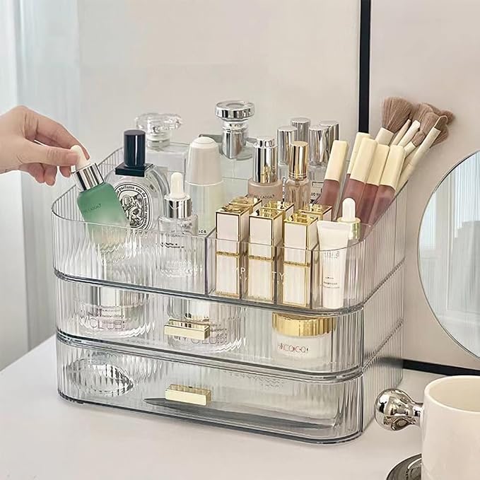 MIUOPUR Makeup Organizer with Stackable Drawers, Bathroom Vanity Organizers and - Image 7