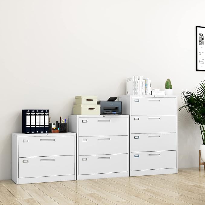 Lateral File Cabinet with Lock, 4 Drawer Large Metal Filing Cabinet, Home - Image 9
