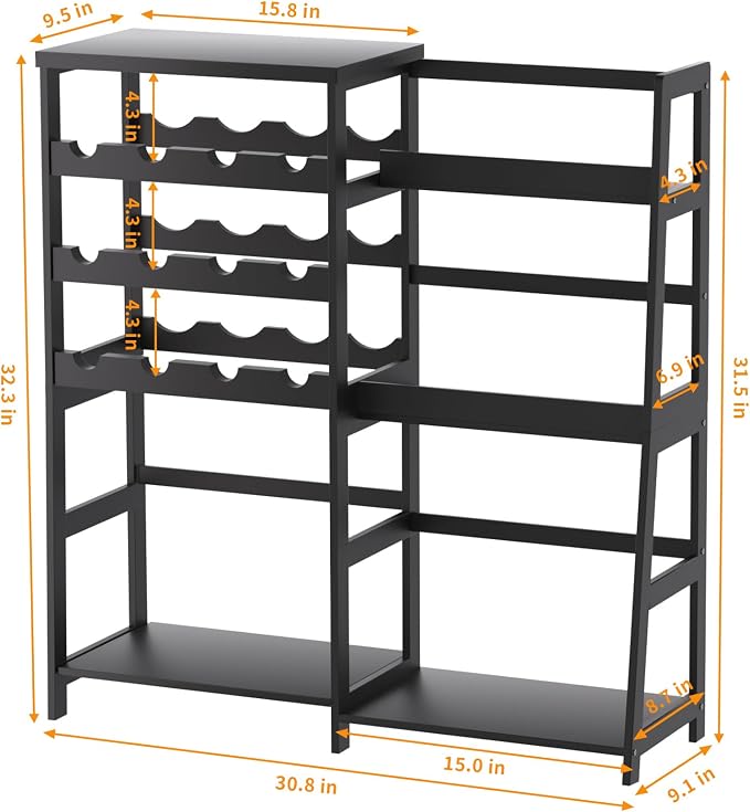 VASMIA Versatile Liquor Stand for Home Bar, Wine Rack Freestanding Floor - Image 4