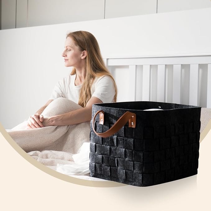 boldmonkey Laundry Basket 16.5 " x13 x13, Large Rectangular Blanket Basket - Image 5