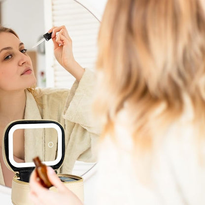 Small Makeup Bag with Led Mirror, Mini Travel Make up Bag 3 Light Modes - Image 6