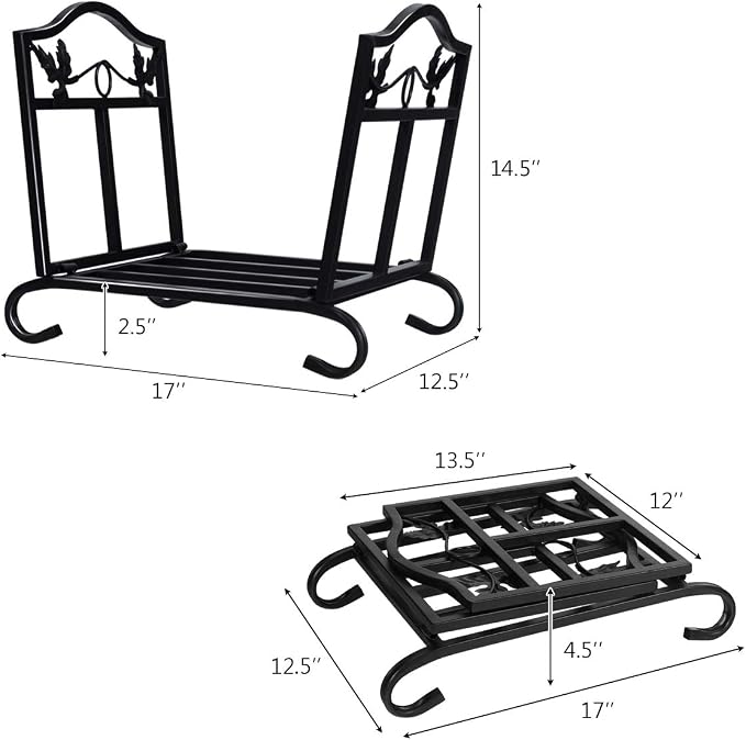 IRONMAX Portable Firewood Rack, Folding Heavy Duty Steel Log Storage Rack - Image 4