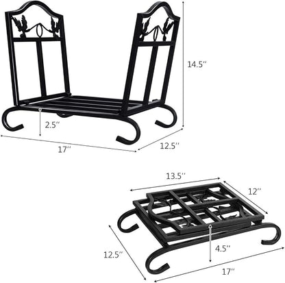 IRONMAX Portable Firewood Rack, Folding Heavy Duty Steel Log Storage Rack - Image 4