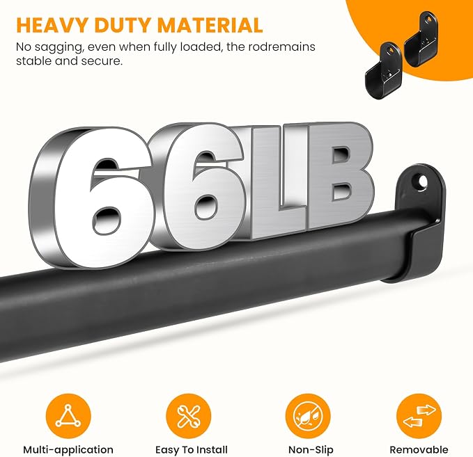 Oval Closet Rod for Hanging Clothes Adjustable Closet Rods 18 to 87 Inch Heavy - Image 5