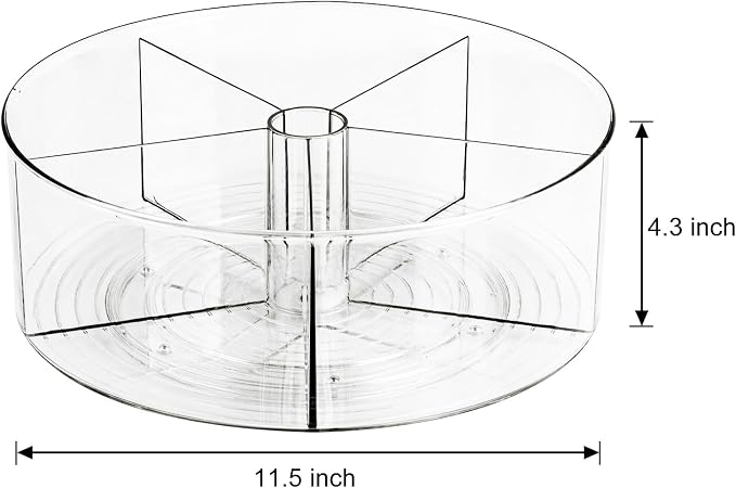 360° Rotating Makeup Organizer 11.5" Clear Turntable Lazy Susan Organizer - Image 2