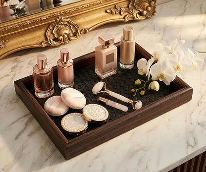 Wooden Valet Tray with Leather Base - Image 3