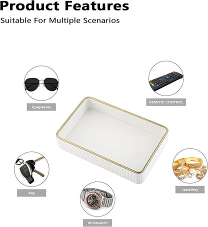 PU Leather Valet Tray, Desk Organizer Tray Nightstand Organizer Trinket Dish - Image 9