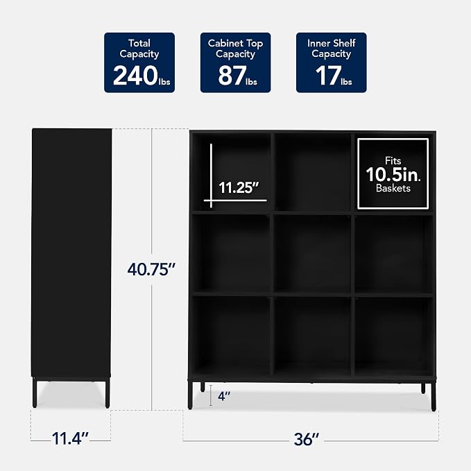 Best Choice Products 9-Cube Bookshelf, 3-Tier Wood Storage Bookcase W/Legs - Image 2