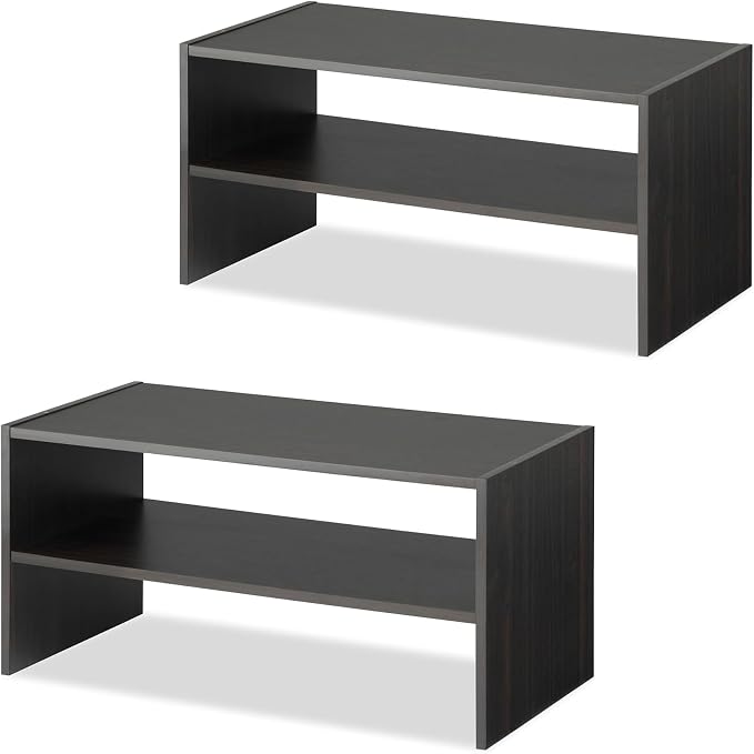 Whitmor Wood Stackable 2-Shelf Shoe Rack, 24 INCH, Espresso，2 Pack by Whitmor