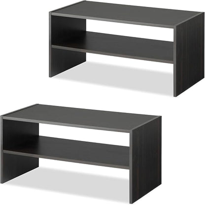 Whitmor Wood Stackable 2-Shelf Shoe Rack, 24 INCH, Espresso，2 Pack by Whitmor