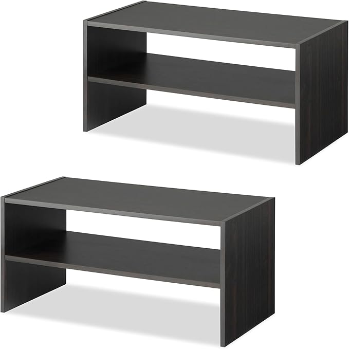 Whitmor Stackable 31" Extra Wide 2-Shelf Storage Organizer, Espresso，2 Pack by Whitmor