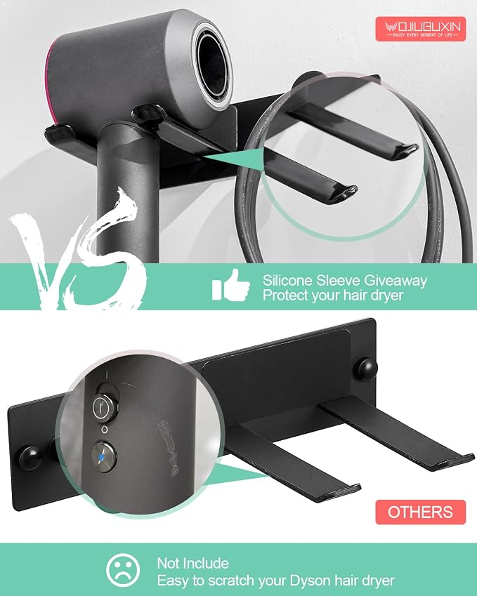 Hair Dryer Holder Wall Mount Matte Black Hair Dryer Holder - Image 3