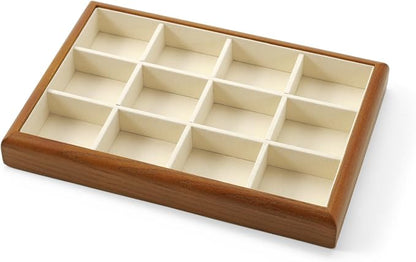 Oirlv Solid Wood 12 Grid Jewelry Organizer Tray Jewelry Drawer Organizer - Image 7
