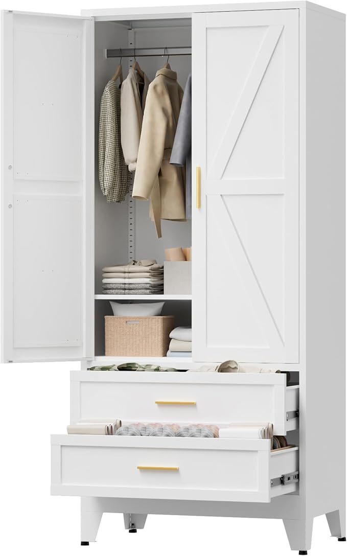 71" Tall Metal Wardrobe Cabinet by LCAOPC