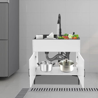 Laundry Sink Cabinet with Stainless Steel Sink and Pull-Out Faucet, Large - Image 2