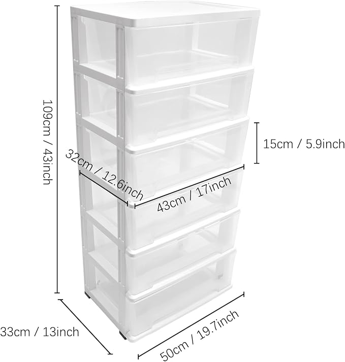 6 Clear Drawer Storage Organizer Rolling Cart, Home Organization Storage - Image 3