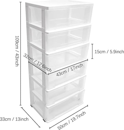 6 Clear Drawer Storage Organizer Rolling Cart, Home Organization Storage - Image 3