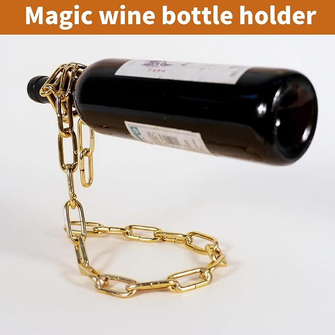 TBWHL Novelty Magic Wine Bottle Holder Floating Steel Link Chain Wine Bottle - Image 5
