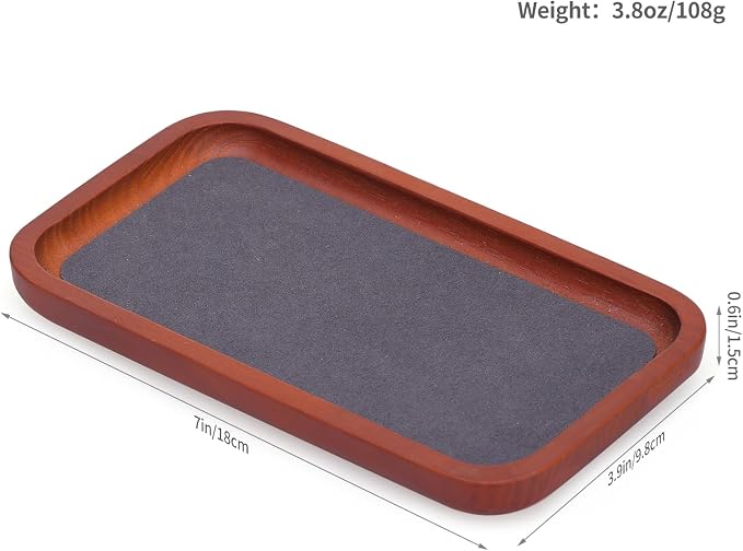 Wooden Jewelry Display Tray Rounded Rectangle Ring Showcase Stackable Elegant - Image 5