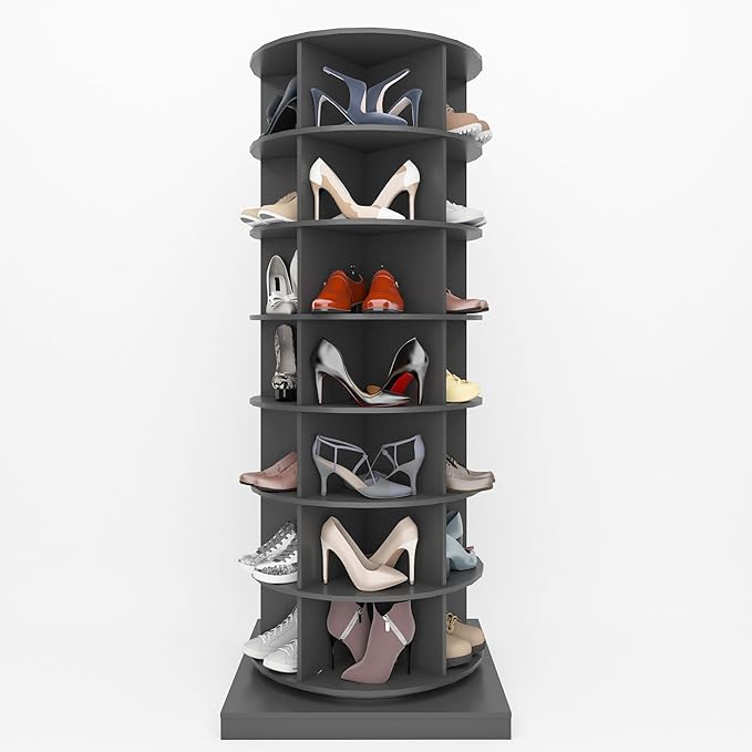 Rotating Shoe Rack Tower, 7-Tier Spinning Shoe Rack, Free Standing 360° by Unknown