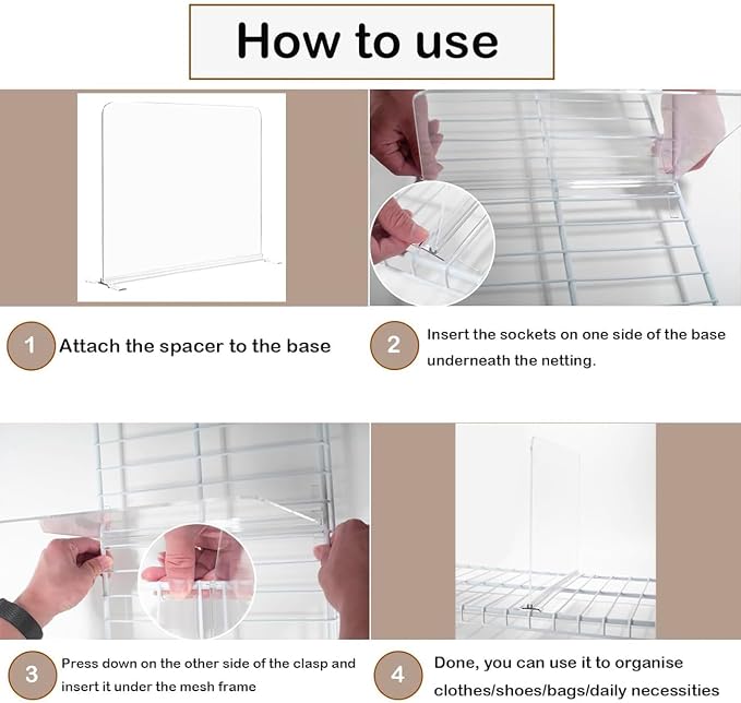 12 Pack Shelf Dividers for Wire Shelves, Acrylic Clear Closet Organizers and - Image 5