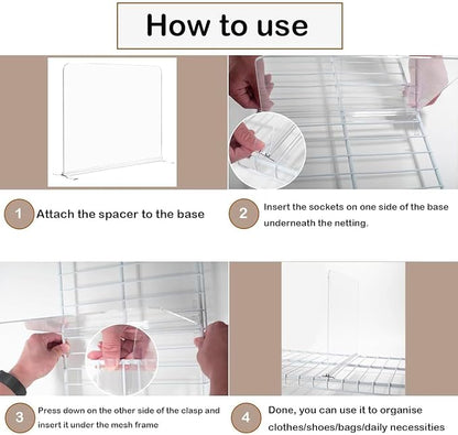 12 Pack Shelf Dividers for Wire Shelves, Acrylic Clear Closet Organizers and - Image 5