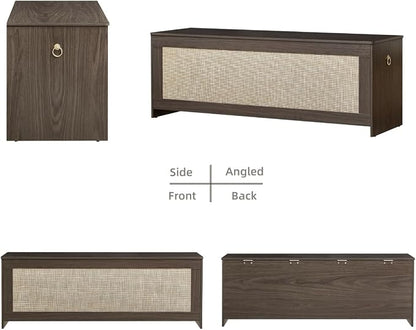 51.2" Storage Chest, Obsidian Black | Extra Large, Rattan Storage Bench - Image 9