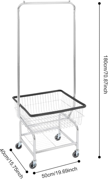 Heavy Duty Steel Wire Laundry Cart, Laundry Basket - Image 4