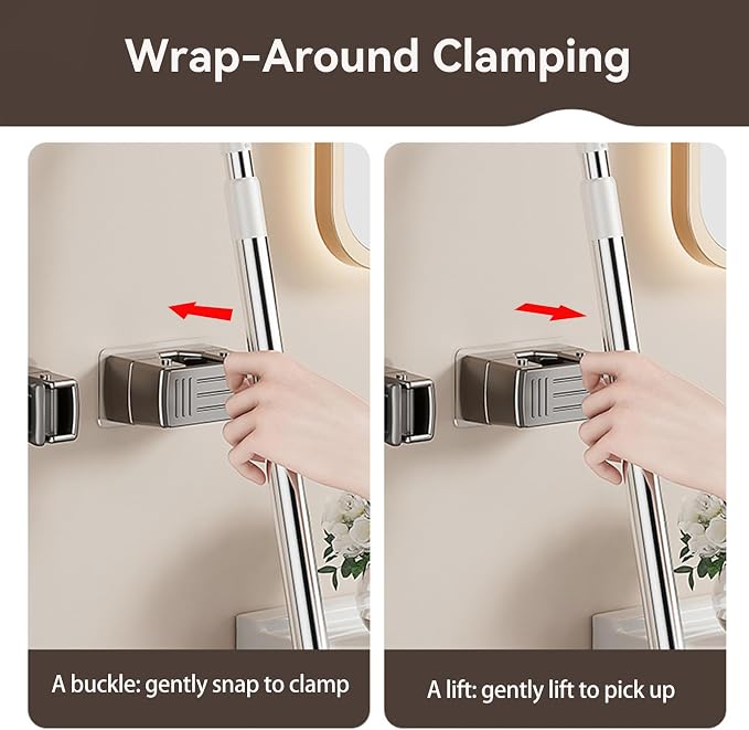 4 Pack Heavy Duty Mop Holder Wall Mount, Strong Adhesive Hanger - Image 6