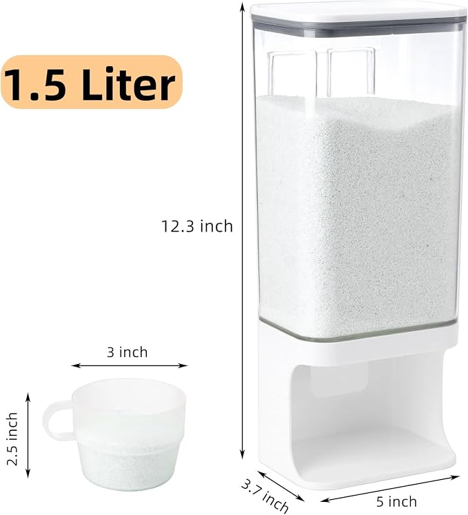 AVLA Rice Dispenser, Wall-Mounted Laundry Detergent Container, Cereal Dry Food - Image 2