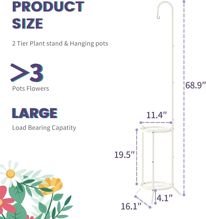 Hanging Plant Stand Indoor Outdoor, 2-Tier Plant Stand - Image 6