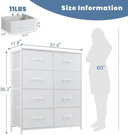 DUMOS Dresser for Bedroom with 8 Fabric Drawers, Tall Chest Organizer Units for - Image 3