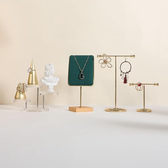 GemeShou Green necklace holder small jewelry stand, Velvet necklace display - Image 6