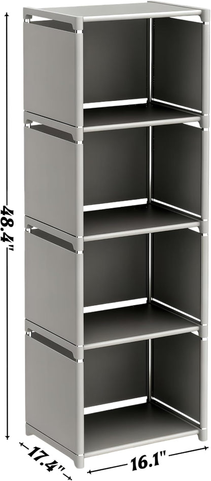 RIIPOO Book Shelf, 4-Cube Storage Organizer, Metal & Fabric Bookcase - Image 3