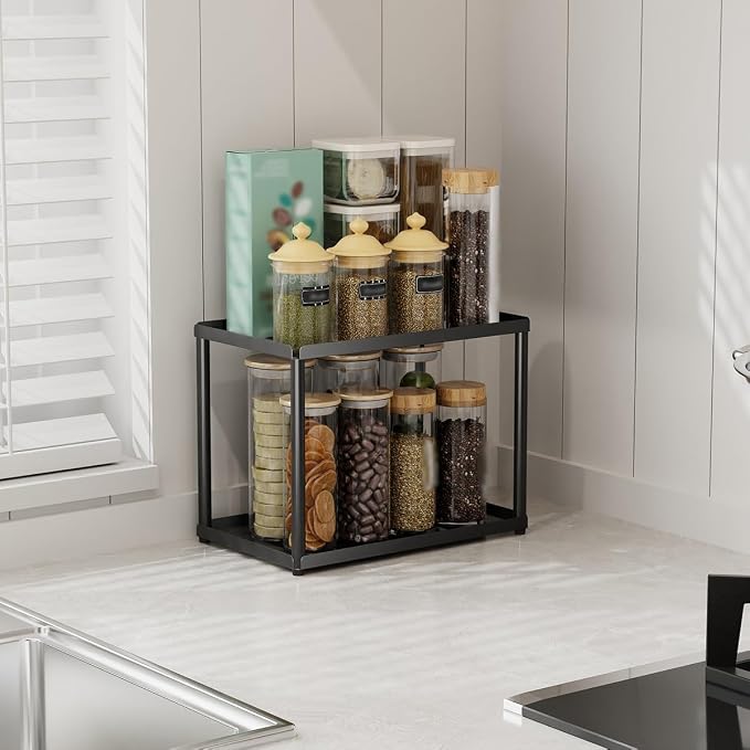 2 Tier Bathroom Counter Organizer, Rectangular Vanity Organizer Shelf, Skincare - Image 8