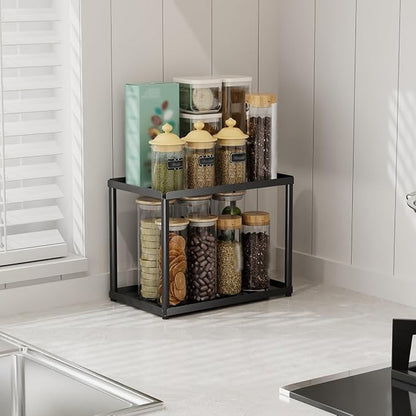 2 Tier Bathroom Counter Organizer, Rectangular Vanity Organizer Shelf, Skincare - Image 8