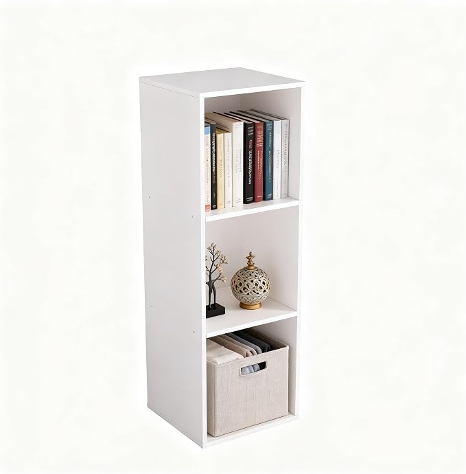 3 Cube Storage Organizer White, 3 Cube Shelf Freestanding Open Cubby, 3 Tier - Image 8