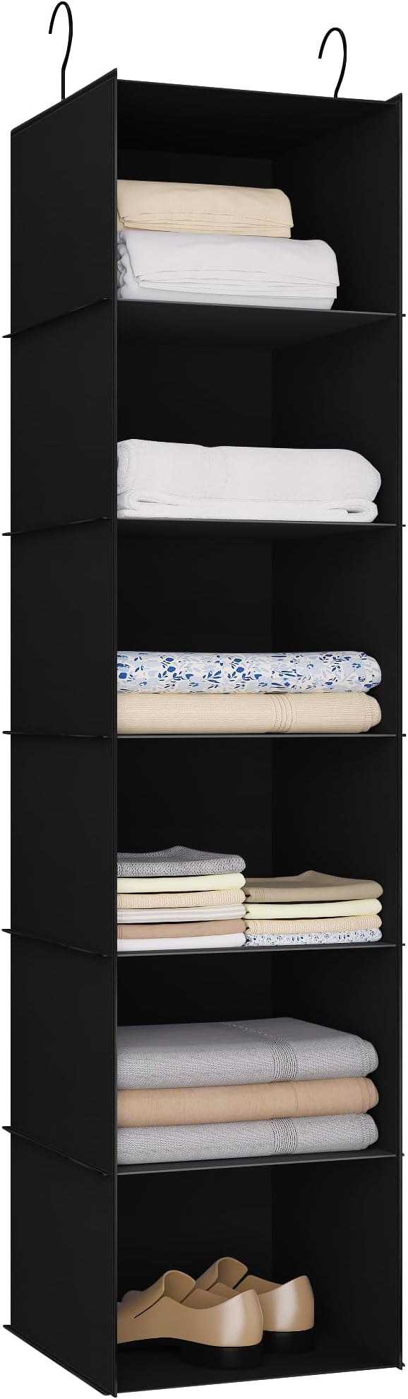 Hanging Closet Organizer and Storage 6-Shelf, Easy Mount Foldable Hanging by DonYeco