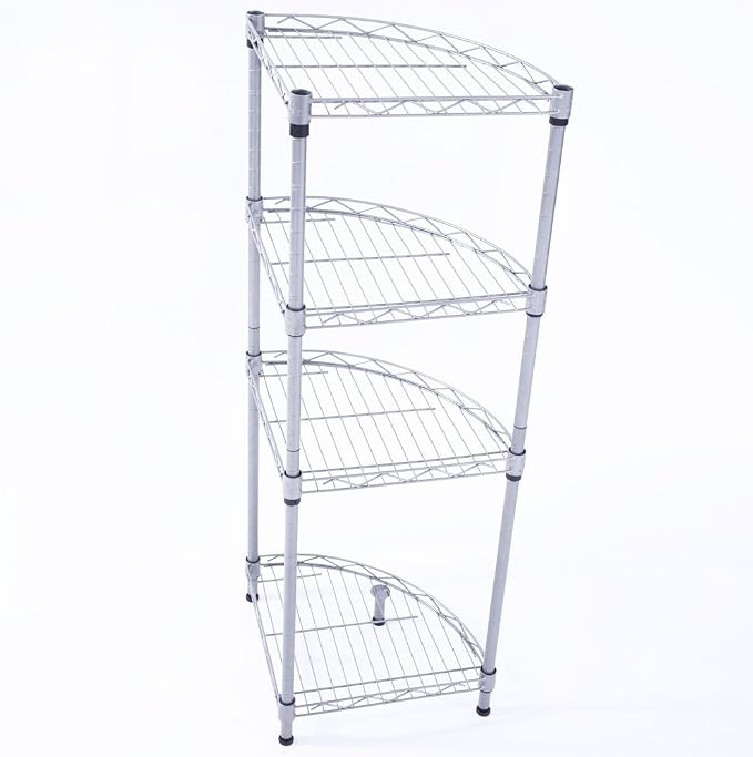 4-Tier Carbon Steel Corner Storage Rack, Adjustable Metal Shelf Organizer - Image 3