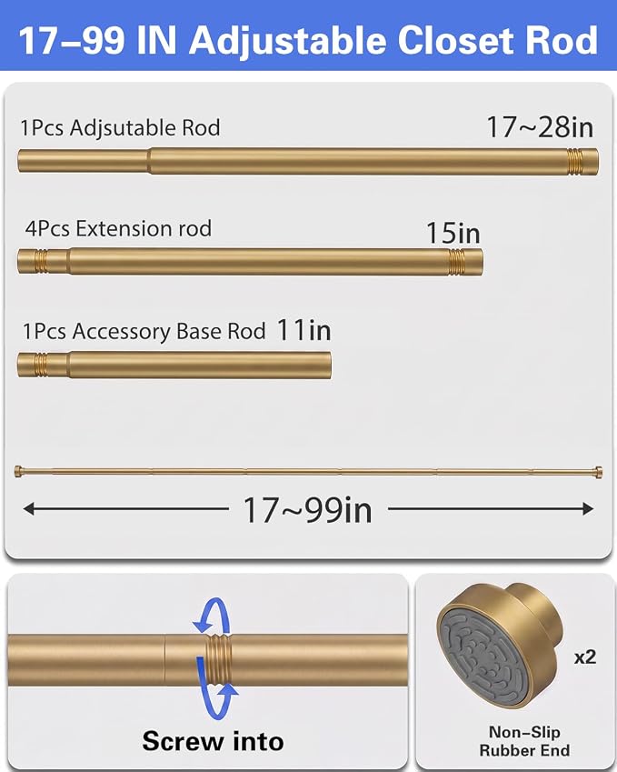 Closet Rod, No Drill Tension Closet Rod - Image 7