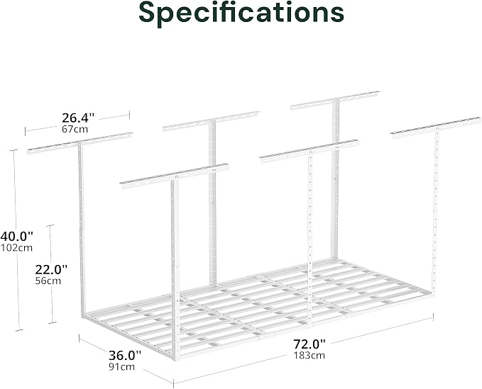 SunsGrove 3x6 Garage Storage Overhead Rack Organization, Adjustable Ceiling - Image 3
