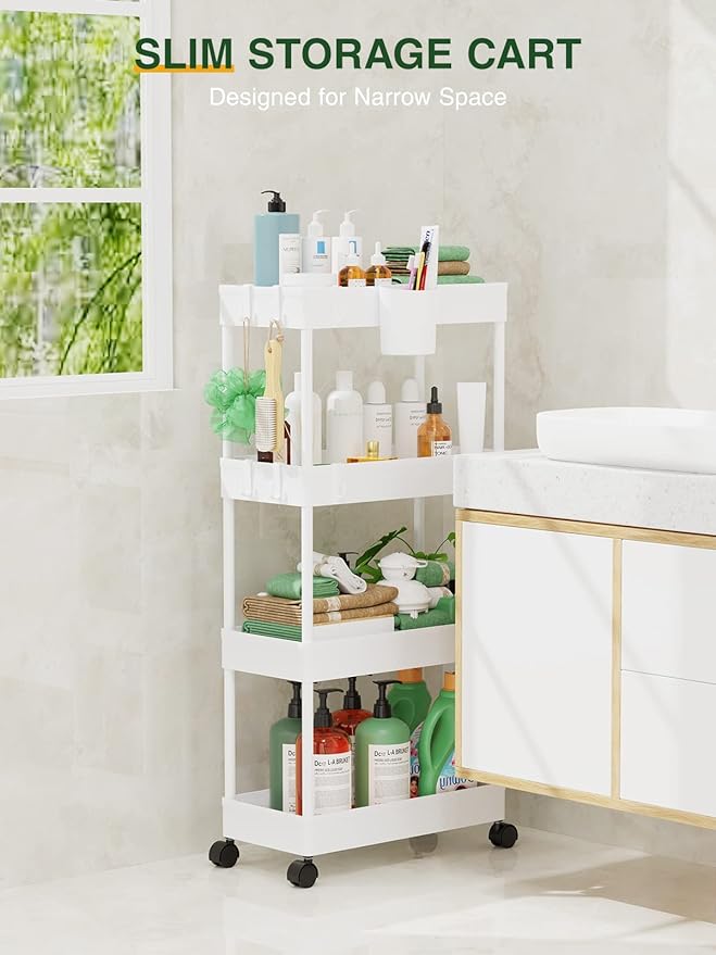 LEHOM Slim Rolling Storage Cart - Image 2