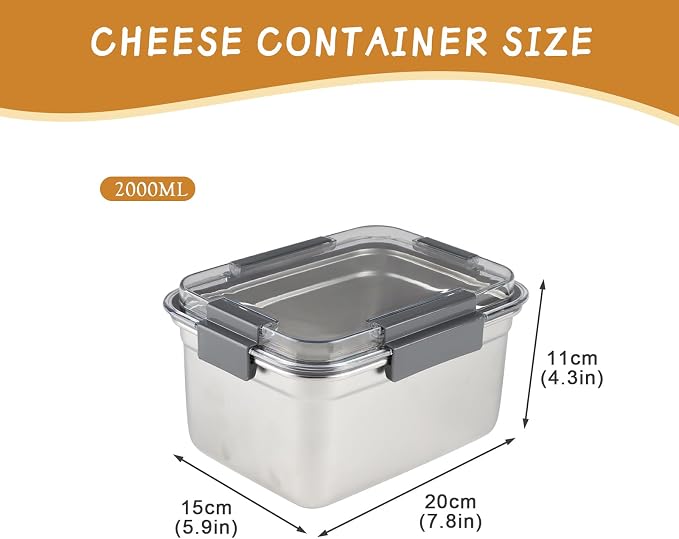 Cheese Container for Refrigerator, Cheese Stainless Steel Container - Image 6