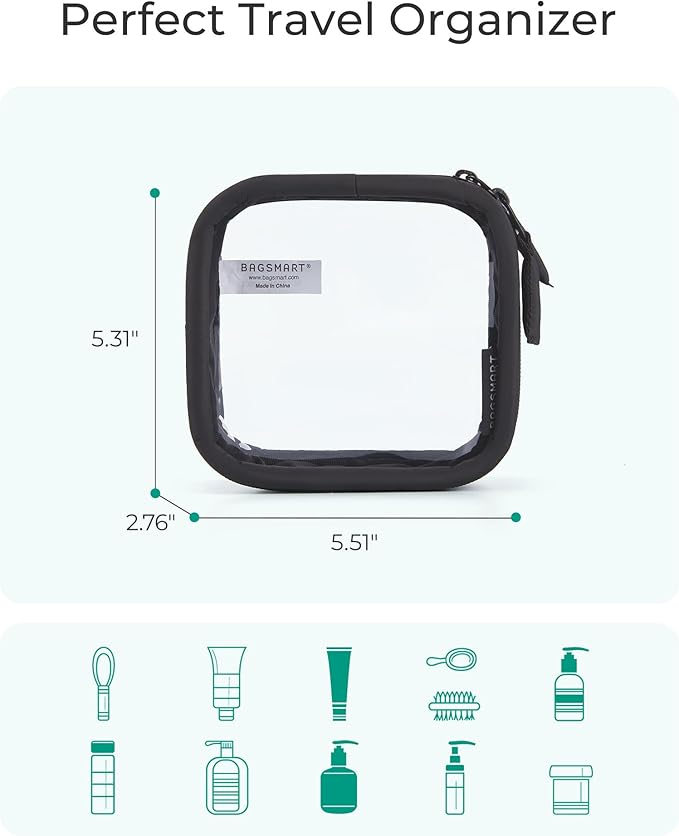 BAGSMART Mini Clear Makeup Bag for Women Portable Travel Toiletry Bag, Cute - Image 4